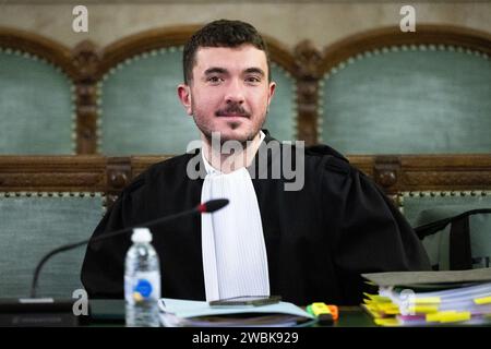 Bruxelles, Belgique. 11 janvier 2024. L’avocate Andrea Tirolo photographiée lors du premier jour du procès en assises de Daraaoui à la Cour d’assises de Bruxelles-capitale, à Bruxelles, jeudi 11 janvier 2024. Daraaoui est accusé du meurtre de Jean-Baptiste Grondein le 02 août 2022 à Bruxelles. BELGA PHOTO LAURIE DIEFFEMBACQ crédit : Belga News Agency/Alamy Live News Banque D'Images