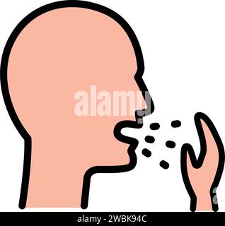 Icône de couleur toussant. Illustration de ligne. Éternuement. Infection virale, grippe, symptôme de rhume de grippe. Mauvaise respiration. Tuberculose, oreillons vecteur isolé simple Illustration de Vecteur