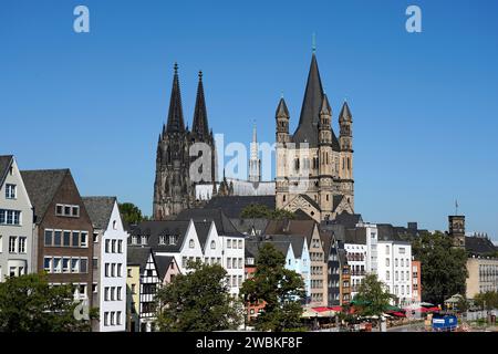 Allemagne, Rhénanie du Nord-Westphalie, Cologne, vieille ville historique, Cathédrale de Cologne, rue Groß Martin, vieilles maisons de ville à Frankenwerft Banque D'Images