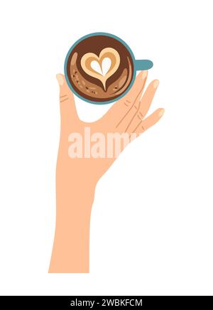 Femme main tenant la tasse avec vecteur de café isolé Illustration de Vecteur