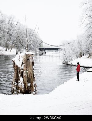 Allemagne, Schleswig-Holstein, Lübeck, hiver sur le canal Banque D'Images