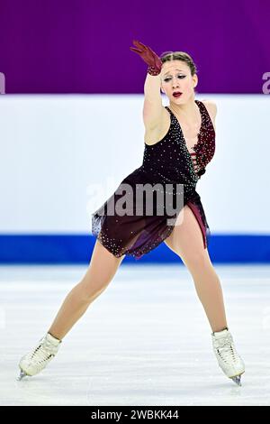 Sarina JOOS (ITA), lors du programme court féminin, aux Championnats d’Europe de patinage artistique ISU 2024, à l’algiris Arena, le 11 janvier 2024 à Kaunas, Lituanie. Crédit : Raniero Corbelletti/AFLO/Alamy Live News Banque D'Images