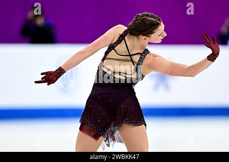 Sarina JOOS (ITA), lors du programme court féminin, aux Championnats d’Europe de patinage artistique ISU 2024, à l’algiris Arena, le 11 janvier 2024 à Kaunas, Lituanie. Crédit : Raniero Corbelletti/AFLO/Alamy Live News Banque D'Images