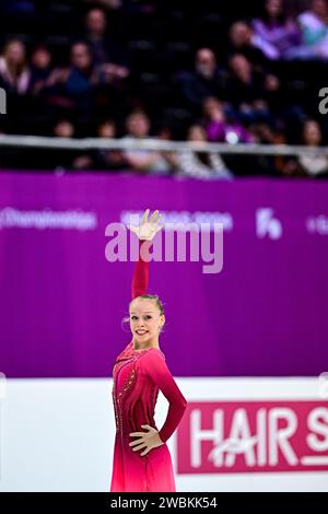 Mariia SENIUK (ISR), lors du programme court féminin, aux Championnats d’Europe de patinage artistique ISU 2024, à l’algiris Arena, le 11 janvier 2024 à Kaunas, Lituanie. Crédit : Raniero Corbelletti/AFLO/Alamy Live News Banque D'Images