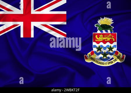 Drapeau des îles Caïmans, drapeau de tissu des îles Caïmans. Image du drapeau national des îles Caïmans, du tissu et de la texture du drapeau des îles Caïmans. Banque D'Images