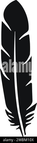 Plume d'oiseau. Vecteur plumes dans un style plat. Icône de stylet. Silhouette de plume de plume de plume de couille noire. Plumelet Illustration de Vecteur