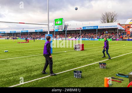 Le BigDug 'Shed' (terrasse couverte) au stade Kingsholm, stade de Gloucester Rugby, Gloucester, Angleterre, Royaume-Uni Banque D'Images