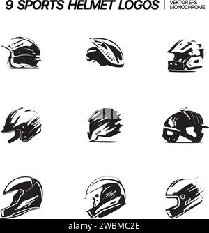 Illustration du jeu d'icônes de casque. contenir des icônes telles que casque vélo, casque sport, casque moto. vecteur, isolé sur fond blanc. Vector illust Illustration de Vecteur