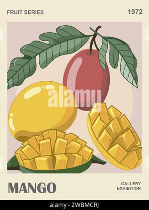 Abstrait fruit Market rétro affiche art vectoriel Illustration de Vecteur