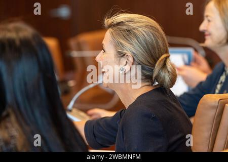 New York, États-Unis. 11 janvier 2024. Sa Majesté la Reine Maxima des pays-Bas rencontre le Secrétaire général Antonio Guterres au Siège de l'ONU à New York le 11 janvier 2024. (Photo de Lev Radin/Sipa USA) crédit : SIPA USA/Alamy Live News Banque D'Images