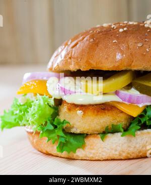 Hamburger au poulet et au nuggets Banque D'Images