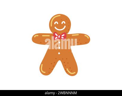 Vecteur homme de pain d'épice sur fond blanc. Passéty d'hiver traditionnel, dessert Illustration de Vecteur