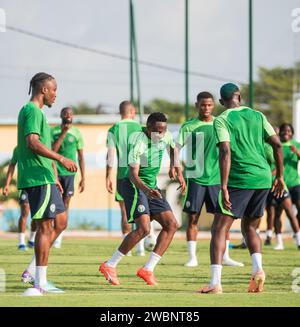 ABIDJAN, CÔTE D'IVOIRE. 11 JANVIER 2024. SÉANCE D'ENTRAÎNEMENT DES SUPER EAGLES DU NIGERIA. CAF AFCON. Banque D'Images