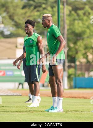 ABIDJAN, CÔTE D'IVOIRE. 11 JANVIER 2024. SÉANCE D'ENTRAÎNEMENT DES SUPER EAGLES DU NIGERIA. CAF AFCON. Banque D'Images