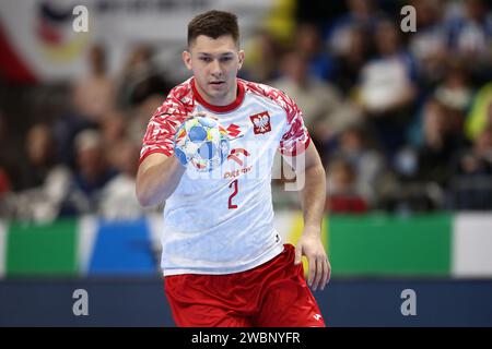 Berlin, Allemagne. 11 janvier 2024. Damian Przytula de Pologne lors de l'Euro 2024 de l'EHF masculin, match de handball du Groupe D entre la Norvège et la Pologne le 11 janvier 2024 à Mercedes-Benz Arena à Berlin, Allemagne - photo Piotr Matusewicz/DPPI crédit : DPPI Media/Alamy Live News Banque D'Images