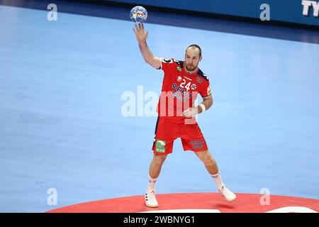 Berlin, Allemagne. 11 janvier 2024. Christian O'Sullivan de Norvège lors de l'Euro 2024 de l'EHF masculin, match de handball du Groupe D entre la Norvège et la Pologne, le 11 janvier 2024 au Mercedes-Benz Arena de Berlin, Allemagne - photo Piotr Matusewicz/DPPI crédit : DPPI Media/Alamy Live News Banque D'Images