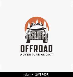 Modèle de vecteur d'icône de logo de voiture SUV d'aventure hors route sur fond blanc Illustration de Vecteur