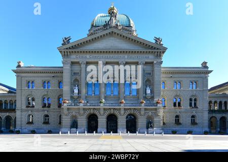 Le Palais fédéral est le nom du bâtiment de Berne dans lequel se trouvent l'Assemblée fédérale suisse et le Conseil fédéral, Swizerland Banque D'Images