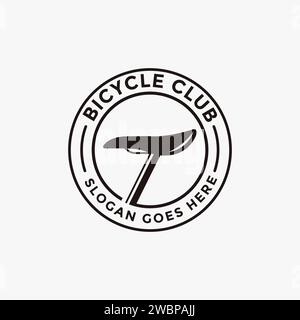 Emblème de badge minimaliste vélo, vélo, magasin de vélos, illustration vectorielle de logo de club de vélo avec concept de selle. Illustration de Vecteur