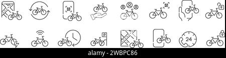 Icônes de vélo. Applications de partage de vélos. Icônes Pixel Perfect Illustration de Vecteur