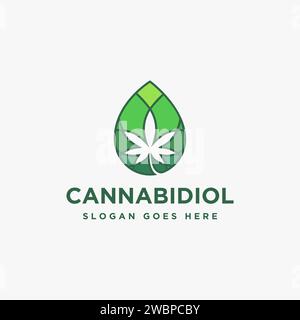 Icône du logo droplet cannabidiol cannabis chanvre huile de marijuana Illustration de Vecteur