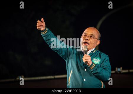 Taïwan, 11 janvier 2024. L'ancien Pemier de la République de Chine (Taiwan) su Tseng-chang prononçait un discours au Ketagalan Blvd à Taipei, Taiwan, vendredi soir, le 11 janvier 2024. Les 2 derniers jours jusqu'à l'élection présidentielle de Taiwan 2024 jour de l'élection, le Parti progressiste démocratique (DPP) a organisé un rassemblement massif à Taipei, Taiwan, samedi soir, le 11 janvier 2024. Banque D'Images