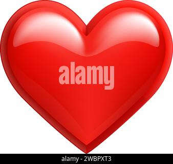 Icône 3D cœur brillant comme symbole de l'amour et de la romance. Signe cardiaque isolé Illustration de Vecteur
