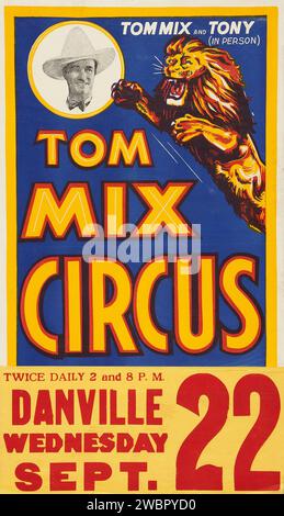 Tom Mix Circus feat an Attacking lion (Tom Mix Circus, 1937) Danville Banque D'Images