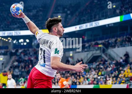 Mannheim, Allemagne, le 11 janvier 2024, Giorgi Arvelodi, de Géorgie, lors de l'Euro 2024, match de football du groupe E masculin entre les pays-Bas et la Géorgie, le 11 janvier 2024 au SAPP Arena de Mannheim, en Allemagne Banque D'Images