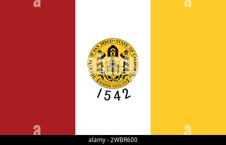 Drapeau officiel d'illustration vectorielle de la ville américaine de SAN DIEGO, CALIFORNIE Illustration de Vecteur