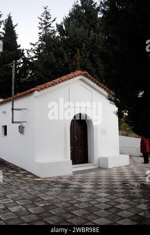 Grèce, île de Rhodes Afantou village et hagiographies de l'église Banque D'Images