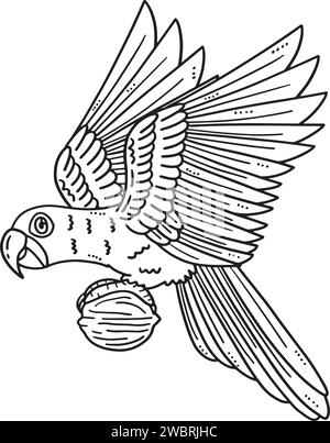 Page à colorier isolée Hyacinthe Macaw Bird Illustration de Vecteur