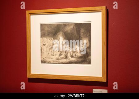 Rembrandt Kunsthaus Apolda 12012024 - Bild : der predigende Christus Ausstellung Rembrandt Meisterwerke der Radierkunst im Kunsthaus Apolda Avantgarde. Apolda Kunsthaus Thueringen Deutschland *** Rembrandt Kunsthaus Apolda 12012024 image la prédication Christ exposition Rembrandt chefs-d'œuvre de gravure au Kunsthaus Apolda Avantgarde Apolda Kunsthaus Thueringen Allemagne 120124 ppb-7 Banque D'Images