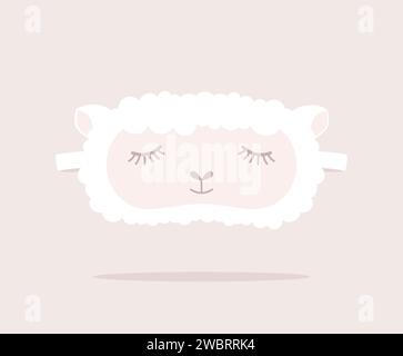 Masque de sommeil de mouton mignon sur fond beige. Illustration vectorielle plate Illustration de Vecteur