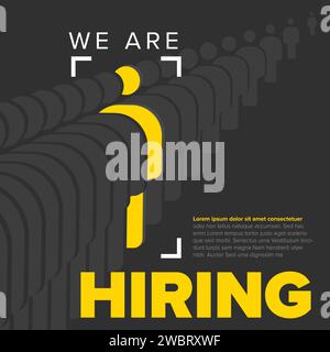 Nous embauchons un modèle de circulaire minimaliste - à la recherche de nouveaux membres de notre équipe embauche un nouveau membre collègues de notre équipe d'organisation de l'entreprise - sombre Illustration de Vecteur