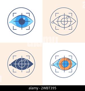 Icône de suivi des yeux définie dans un style plat et linéaire. Concept de technologie de réalité virtuelle. Illustration vectorielle. Illustration de Vecteur