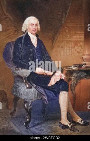 James Madison 1751-1836, Vierter Präsident der Vereinigten Staaten 1809-17, Nach einem Gemälde von Alonzo Chappel, Historisch, digital restaurerte Reproduktion von einer Vorlage aus dem 19. Jahrhundert, Date d'enregistrement non indiquée Banque D'Images