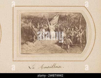 Fotoreproductie van la Marseillaise porte Gustave doré, Anonyme, d'après Gustave doré, 1870 - 1890 Photographie. carton de carte de visite. support photographique albumen print peinture, dessin et arts graphiques foule, mob Banque D'Images
