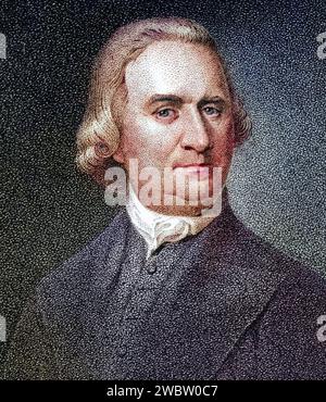 Samuel Adams, 1722 bis 1803, Amerikanischer Staatsmann und Gründervater Unterzeichner der Unabhängigkeitserklärung Stich von JB Longacre aus dem neunzehnten Jahrhundert nach einem Gemälde von Copley, Historisch, digital restaurierte Reproduktion von einer Vorlage aus dem 19. Jahrhundert, Date d'enregistrement non indiquée Banque D'Images