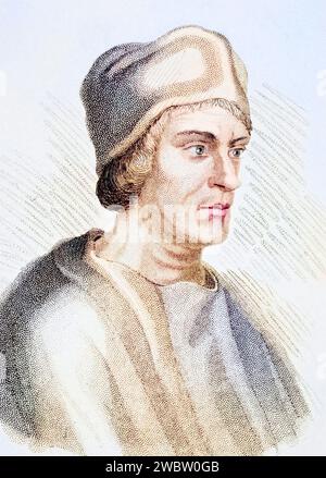 John Colet, 1467-1519, Dekan der St Paul's Cathedral und Gründer der St Paul's School London, Illustration aus Old England's Worthies, erschienen UM 1880, Historisch, digital restaurierte Reproduktion von einer Vorlage aus dem 19. Jahrhundert, Date d'enregistrement non indiquée Banque D'Images