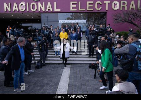 Non exclusif : 11 janvier 2024. Mexico, Mexique : Xóchitl Gálvez, pré-candidat à la présidence du Mexique, assiste à l'Inst électorale nationale Banque D'Images