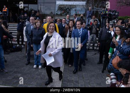 Non exclusif : 11 janvier 2024. Mexico, Mexique : Xóchitl Gálvez, pré-candidat à la présidence du Mexique, assiste à l'Inst électorale nationale Banque D'Images