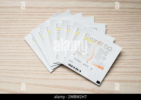 Traitement hormonal substitutif : Evorel 50 (estradiol) Banque D'Images