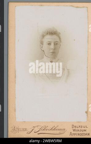 Portrait d'une jeune femme inconnue, Jan Schrikkema, 1900 - 1914 Photographie. Carte de visite Delfzijl papier baryta. adolescent en carton, jeune femme, jeune fille. personne historique anonyme représentée Banque D'Images