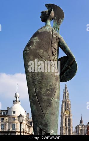 Monument Minerva, Wandelterras Zuid, Anvers, Flandre, Belgique, Europe Banque D'Images