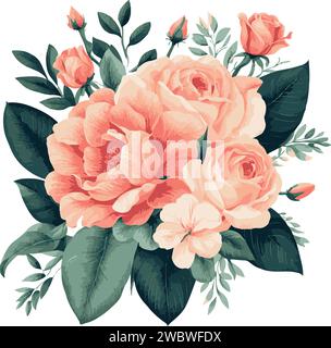 Magnifique et belle bouquet de roses aquarelle. Art vectoriel Illustration de Vecteur
