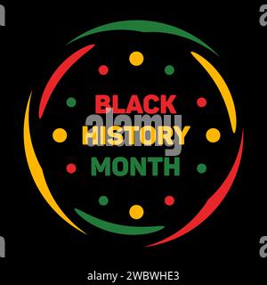 Le mois de l'histoire des Noirs. Bannière lumineuse carrée. Illustration vectorielle. Lettrage avec motif abstrait ethnique. Afro-américain. Le concept de lutte Illustration de Vecteur
