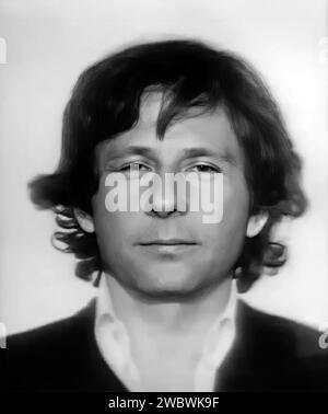Roman Polanski. Fusillade policière du réalisateur français et polonais Raymond Roman Thierry Polański (né Liebling;1933), après son arrestation en 1977 Banque D'Images