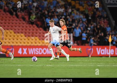 Jaiden Kucharski au 11e tour de l'A-League de football masculin, Brisbane Roar vs Sydney FC, Suncorp Stadium, Brisbane, Queensland, le 6 janvier 2024 Banque D'Images