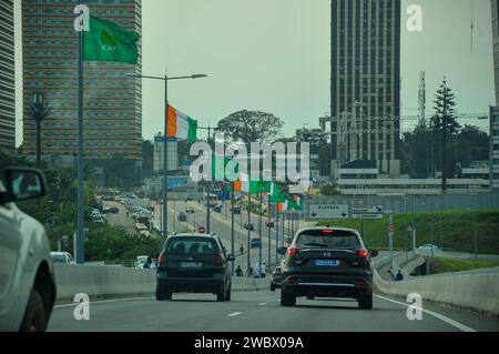 ABIDJAN, COTE d'IVORE - JANVIER 12 ; routes lors de la coupe d'Afrique des Nations TotalEnergies CAF (Afcon 2023) à Abidjan le 12 janvier 2024 à Abidjan, Banque D'Images